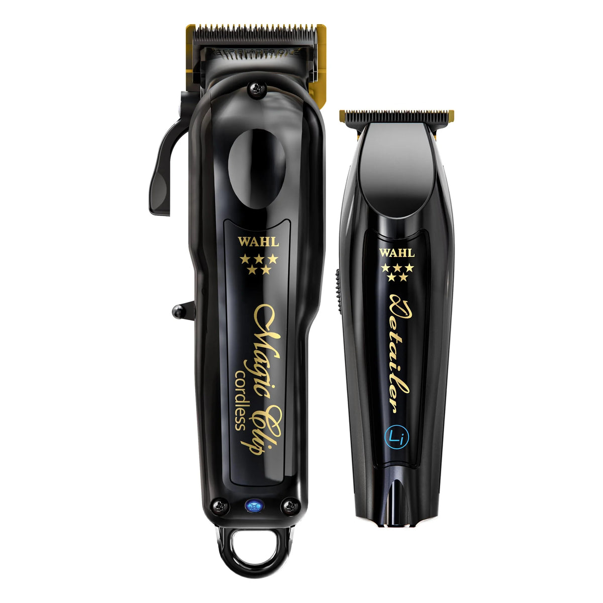 Combo de barbería inalámbrica Wahl, Magic Clip y Detailer Li, cuchillas de titanio y DLC, 100 min, 6 peines guía, peine de estilismo