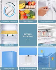 Minirefrigerador Upstreman con congelador de 91 L, termostato ajustable, refrigerador pequeño para dormitorio, frigorífico compacto para oficina, azul - BR321