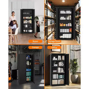 Gabinete de almacenamiento para garaje con ruedas y tablero perforado, armario de metal con cerradura de 72" de altura, 2 puertas y 4 estantes ajustables para taller de garaje