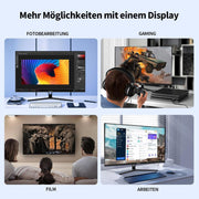 Monitor Gaming CRUA 32 pulgadas 4K, monitor de juegos UHD (3840 x 2160) - VA 1ms GtG 60Hz, Display HDRTM 400, DCI-P3 98%, AMD FreeSync, inclinable, altura ajustable, modo vertical