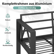 Conjunto de muebles de jardín de aluminio OMERAI de 5 piezas, incluye funda protectora impermeable para 7 personas, salón de jardín exterior con sofá, sillones y mesa, conjunto de jardín para jardín, terraza y balcón, gris oscuro