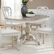 Mesa de comedor redonda de pedestal Magnolia Manor con extensiones expandibles - 2 acabados