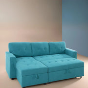Sofá seccional reversible convertible con cama extraíble, chaise longue con almacenamiento oculto y patas duraderas