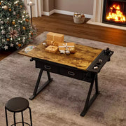 Mesa de dibujo de altura ajustable con taburete, escritorio inclinable de 0-75° con 2 cajones de almacenamiento, estación de trabajo para artistas para pintar, manualidades, escribir y dibujar
