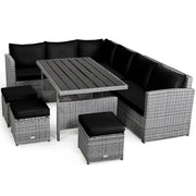 Conjunto de comedor de ratán para patio de 7 piezas Costway, sofá seccional y otomana - Ver detalles