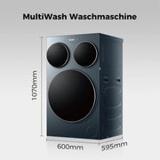Lavadora Haier MultiWash 10+1+1kg I 3 tambores I Clase energética A, 1.400 rpm, motor inverter, programa automático, higiene UV, dosificación automática, Aquastop I HAMQD 410CBL9GN-84