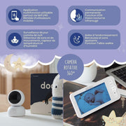 Béaba, Vigilabebés, Monitor de bebé con vídeo 2 en 1, Pantalla/Aplicación móvil dedicada, Cámara HD, Rotación de 360°, Visión nocturna, Walkie-talkie, Canciones de cuna, Control de temperatura y humedad, Zen Premium Blanco