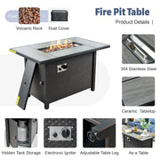Conjunto de muebles de mimbre para patio exterior de 13 piezas XIZZI con mesa de fuego