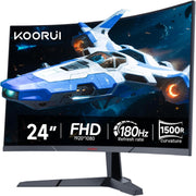 Monitor gaming KOORUI de 24 pulgadas, pantalla FHD VA 1500R, 180 Hz curva, Adaptive-Sync, VESA 100 * 100 mm, 2xHDMI 2.0 y 1xDisplayPort 1.2