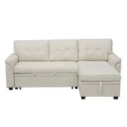 Sofá seccional reversible convertible con cama extraíble, chaise longue con almacenamiento oculto y patas duraderas