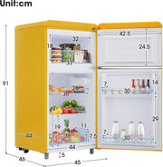 Refrigerador con congelador Merax, combinación frigorífico-congelador, frigorífico pequeño con 51L y congelador de 21L, silencioso, LED, estantes de vidrio, cajón para verduras, estantes en la puerta, para cocina, sala de estar, oficina, negro