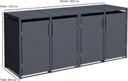 DEGAMO Mülltonnenbox, cobertizo para 4 cubos de basura MÜNCHEN para 4 cubos de 120 y 240 litros, acero galvanizado, color antracita