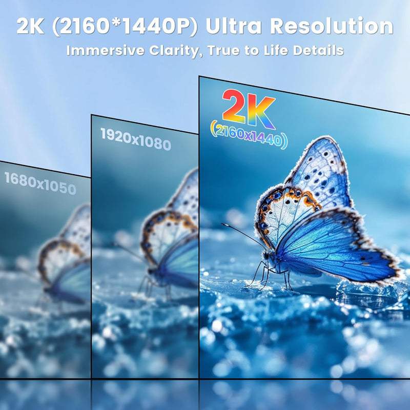KEFEYA 2K Pantalla Portátil 2160P 2160x1440P QHD, Monitor Portátil de 14" Triple Pantalla Plug & Play para Portátil con Relación de Contraste 1500:1 para Windows, Mac, Chrome, Android con 13.3"-17"