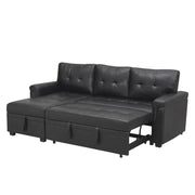 Sofá seccional reversible convertible con cama extraíble, chaise longue con almacenamiento oculto y patas duraderas