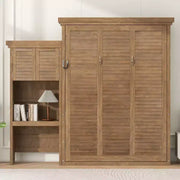 Cama Murphy tamaño queen Whisen Wood con múltiples estantes de almacenamiento y decoración estilo persiana