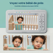 Babysense HDS2 Monitor de video para bebés con cámara y audio, vigilabebés HD 720p de 5", sin WiFi, luz nocturna ajustable, alcance extendido, audio bidireccional, zoom 4X, visión nocturna, batería de 4000 mAh