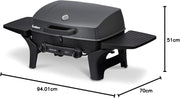 EndersGasgrill Urban II Pro, parrilla de mesa, función de asado, cocción y horneado, 2 quemadores de acero inoxidable, con termómetro para parrilla, parrilla para balcón y camping, carcasa de aluminio fundido, rejilla de hierro fundido, #2062