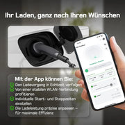 Cargador de pared móvil deM2D11B10 11 kW tipo 2, trifásico, 6-16 A con control por aplicación, cable de carga de 10 m, CEE 16A 400V