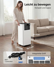 Aire acondicionado portátil 7000 BTU 2,0 kW con manguera de escape | Aire acondicionado portátil 3 en 1 | Sellado de ventana | Control por APP + mando a distancia | Funcionamiento silencioso | Temporizador 24 h | Para habitaciones de hasta 20 m²