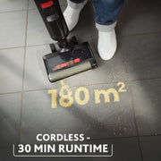 Vileda PureClean S5 Plus, Aspirador y fregasuelos sin cable, Aspirador en seco y húmedo, Limpiador de suelos inteligente sin cable, Autolimpiable, accesorios adicionales (2 rodillos y 2 filtros en total), Negro