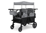 Jeep Wrangler Deluxe Stroller Wagon for 4 Kids – Removable Canopy, Cooler Bag, Modular Seats, XXL Storage, All-Terrain Tires, Adjustable Handlebars