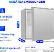 Minibar Bomann® 42 litros | Mini refrigerador para bebidas, ideal para oficina, camping y gaming | nevera pequeña silenciosa 39 dB | Minibar con puerta reversible | 51x45x45 cm | KB 7346 inox