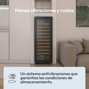Candy DiVino CWC058, Vinoteca, 58 Botellas, WiFi, App hOn, Puerta Reversible, 10 Baldas, Tratamiento Anti-UV, Compresor Antivibraciones, Iluminación LED, Control Digital, Tirador Integrado, 37 dB, Negro