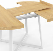 IDMarket - Mesa de comedor redonda extensible Selma de 4 a 8 personas, madera y blanco, 110-150 cm