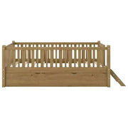 Estructura de cama individual con nido y barandilla, cama de plataforma de perfil bajo con escaleras para niños y niñas