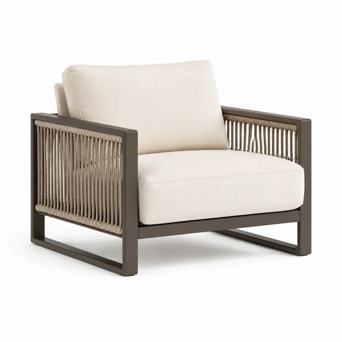 Sillón de jardín de ratán sintético crema
