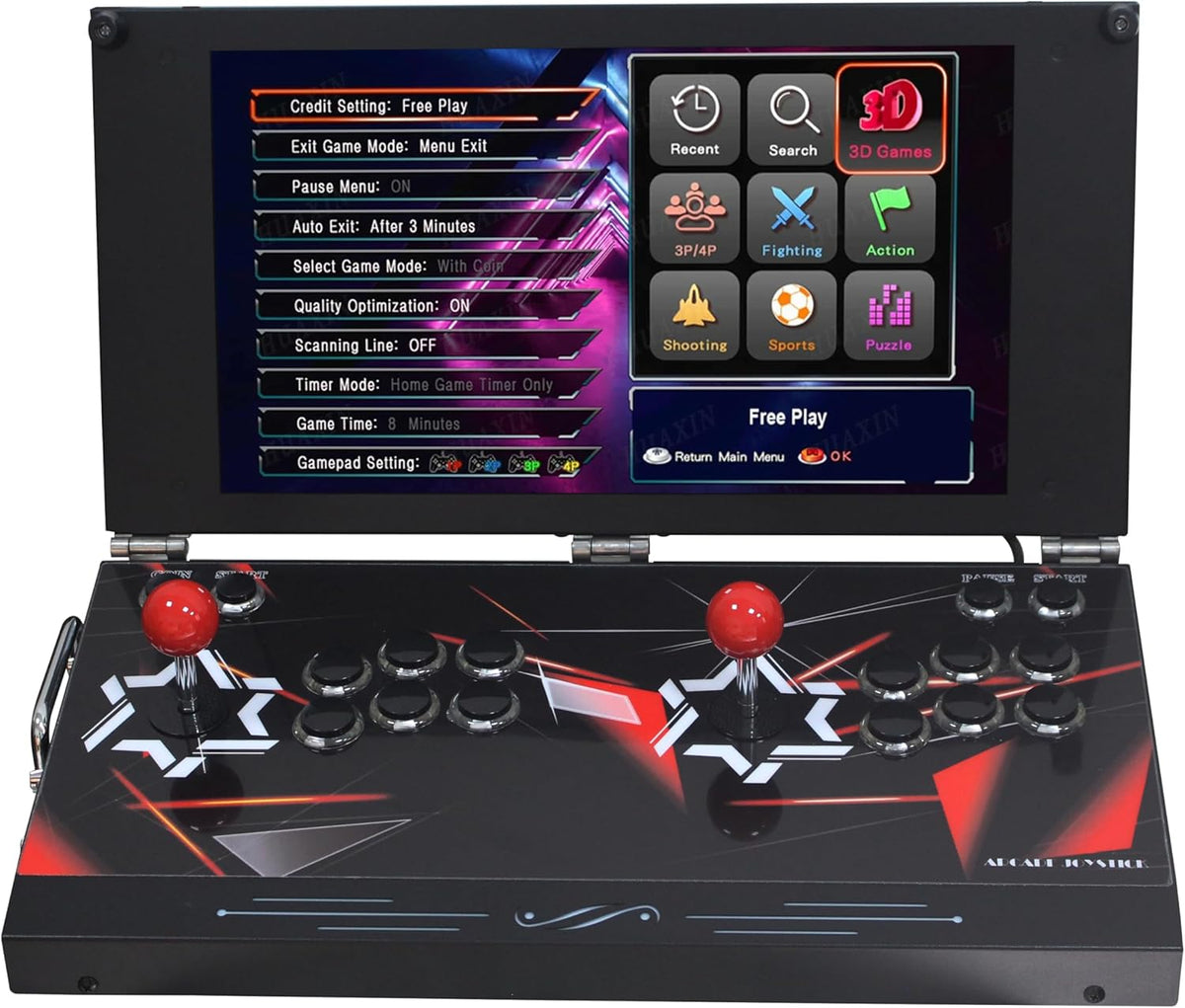 Consola de juegos arcade portátil 26800 en 1, pantalla HD de 17.5 pulgadas, para dos jugadores, 3D Box DX, máquina de videojuegos retro con funciones de buscar/ocultar/guardar/cargar/pausar juegos
