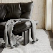 Sillón decorativo de chenilla sin brazos, tapizado, negro contemporáneo