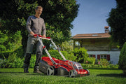 Cortacésped inalámbrico Einhell RASARRO 36/38 Kit Power X-Change (36 V, 38 cm de ancho de corte, 450 m², sin escobillas, función de mulching, bolsa colectora de 45 l, incl. 2 baterías de 4,0 Ah + cargador doble)