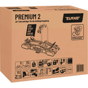 Portabicicletas EUFAB Premium 2 para 2 bicicletas 11521, apto para bicicletas eléctricas, premontado, antirrobo, para enganche de remolque, negro y plateado