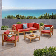 Set de conversación de 6 piezas de madera de acacia Brava Outdoor de Christopher Knight Home