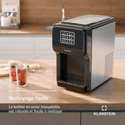 Klarstein ArcticBlend Máquina de hielo 3 en 1, 20 kg/24 h, cubitos de hielo y hielo picado, dispensador de agua, depósito de 6 L, acero inoxidable, máquina de hielo doméstica, negro