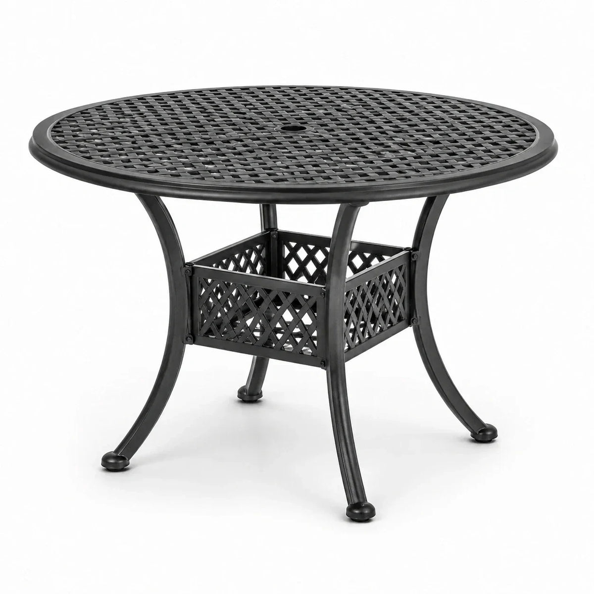 Mesa de jardín redonda de aluminio en negro, 90 cm