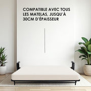 Cama Abatible para 2 Personas - 140cm x 200cm - Cama Mural Plegable - Vertical - Clásica