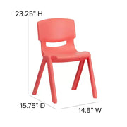 Paquete de 10 sillas escolares apilables de plástico de Flash Furniture con altura de asiento de 13.25 pulgadas