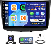 Autoradio 2G+32G para Mercedes-Benz Vito 2004-2011/2010-2015 con Carplay inalámbrico y Android Auto, Android 13 10.1'' Radio de coche con BT GPS WiFi Mirror Link FM/RDS EQ SWC