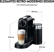 Cafetera De'Longhi Nespresso Citiz EN267.WAE con espumador de leche, función de ahorro de energía, negra