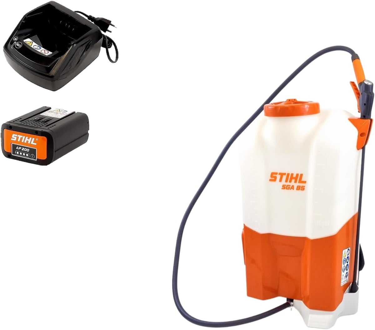 Pulverizador de batería Stihl SGA 85 con 1 batería AP200 y 1 cargador AL101