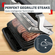 Tefal OptiGrill Elite XL Grill de contacto, 16 programas, pantalla digital con indicador de nivel de cocción, placas XL extraíbles, función Grill Boost, uso intuitivo, parrilla eléctrica, acero inoxidable, GC760D12