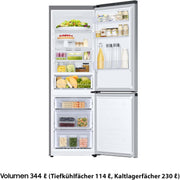 Frigorífico combi Samsung, frigorífico con congelador, 203 cm, 390 l de volumen total, 114 l de congelador, modo AI Energy, aspecto de acero inoxidable, RL38C600CSA/EG