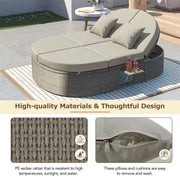 Cama de exterior para patio, diván para 2 personas con cojines y almohadas
