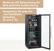 Frigorífico para botellas SEVERIN, con cerradura integrada e iluminación LED integrada, 118 L de capacidad útil, negro/plata, FSK 8840