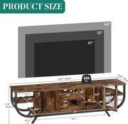Mueble de TV industrial YITAHOME, soporte de TV de 160 cm para televisores de hasta 65 pulgadas con iluminación LED, mueble de televisión para salón con almacenamiento abierto, marrón vintage