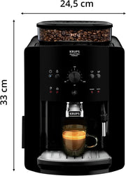Cafetera espresso superautomática Krups Arabica Picto, boquilla de espuma de leche, función de 2 tazas, mando giratorio, limpieza fácil, cafetera, negra, EA810870