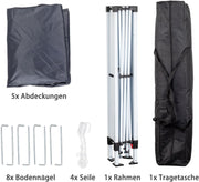 Pabellón plegable pop-up de 3x3 m, impermeable y resistente al invierno, altura ajustable, sistema de ventilación, estructura de acero, protección UV 50+, con 4 paredes laterales y 4 sacos de arena, para jardín, camping, fiesta (Antracita)