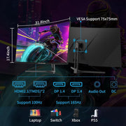 Minifire Monitor Gaming Curvo para PC de 34 pulgadas, 2K UWQHD (3440x1440), 1ms MPRT, 165Hz (DP), 100Hz (HDMI), AMD FreeSync, Monitor Gaming 1500R, Panel VA, 2 puertos HDMI 2.0/2 puertos DP 1.4 (cable DP incluido en el modelo MFG34C5Q)